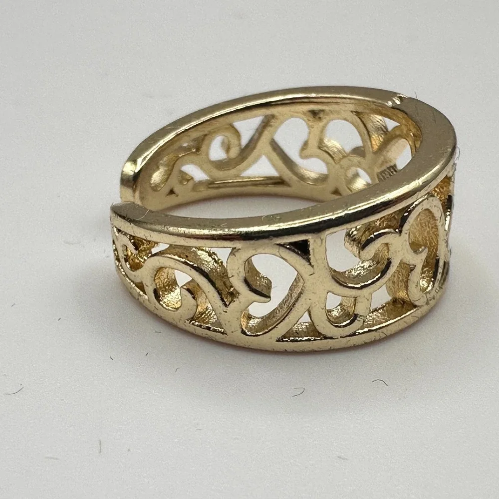 Vintage 90s Gold Tone Filigree Band‎ Ring Retro Women's Classic Fashion Jewelry